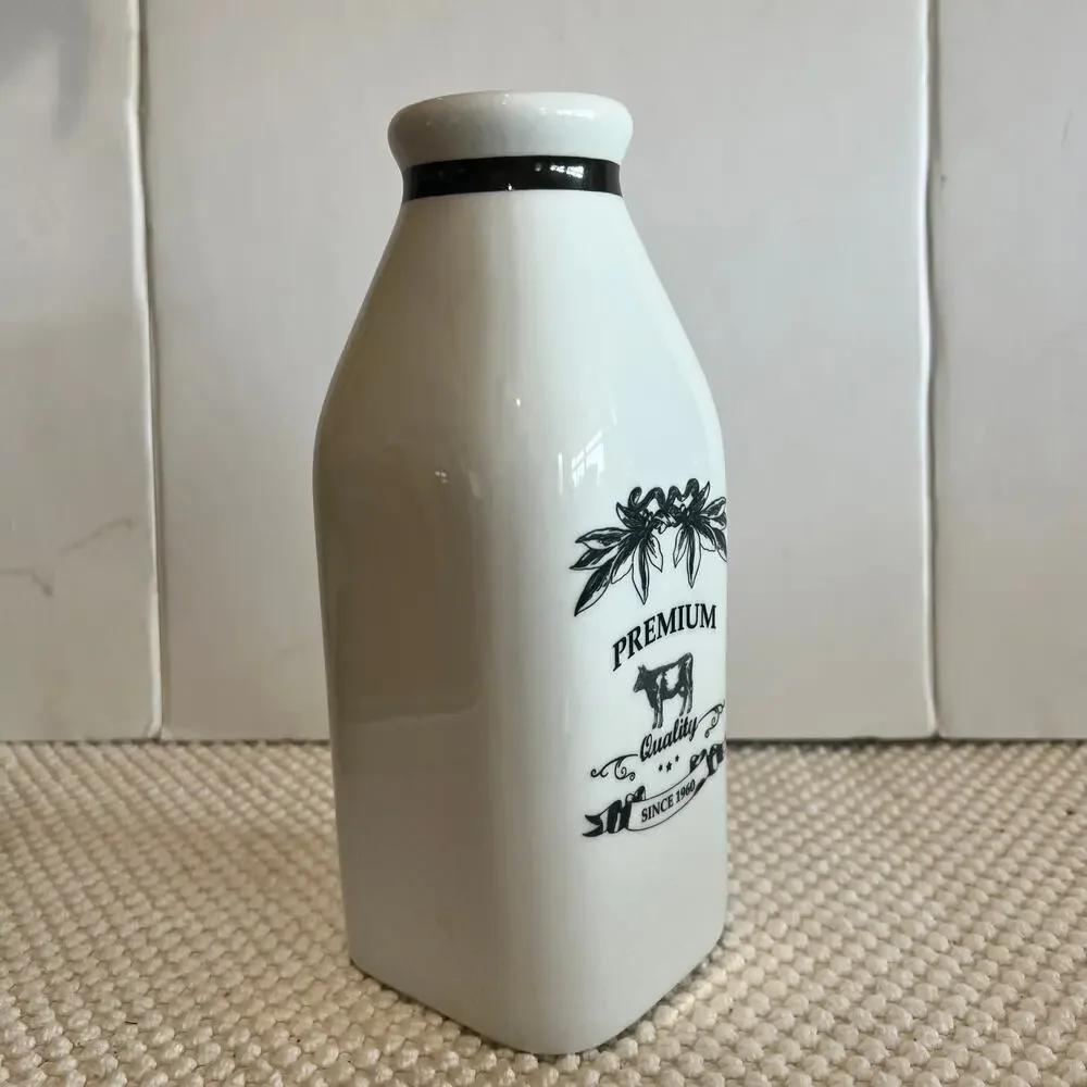 Vintage Fitz & Floyd Premium White Milk Bottle Ceramic approx 9